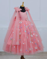 Dreamy Floral Flamingo Pink Princess Gown