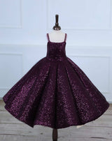 Dark Purple Sequence Panel Gown with a Petal Style Detachable Top.