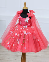 Dreamy Floral Salmon Pink Princess Gown