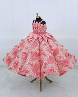 Stunning Salmon Pink Floral Gown With Flowers and Petal Style Detachable Top