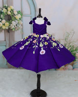 Dark Purple Panel Gown with Heavy Embellished Flowers