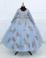 Light Blue Gown with Intricate Handworks