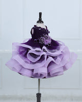 Dark Purple and Pink Lavender ombre shaded pleated one shoulder couture gown