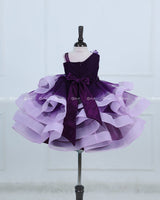 Dark Purple and Pink Lavender ombre shaded pleated one shoulder couture gown