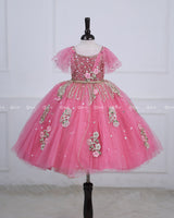 Light Rose Pink Gown with Intricate Handworks