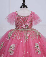 Light Rose Pink Gown with Intricate Handworks