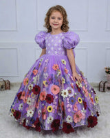 Lavender Royale Embroidery Ball Gown with Worked Net Yoke