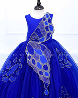 Deep Royal Blue Gown with Handcrafted Butterfly Wings