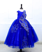 Deep Royal Blue Gown with Handcrafted Butterfly Wings