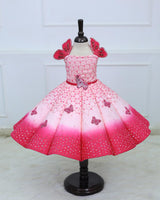 Rani Pink to Light Pink Enchanted Elephant and Butterfly Theme Couture Panel Gown