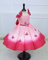 Rani Pink to Light Pink Enchanted Elephant and Butterfly Theme Couture Panel Gown