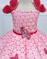 Rani Pink to Light Pink Enchanted Elephant and Butterfly Theme Couture Panel Gown
