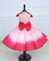 Rani Pink to Light Pink Enchanted Elephant & Butterfly Theme Couture Panel Gown