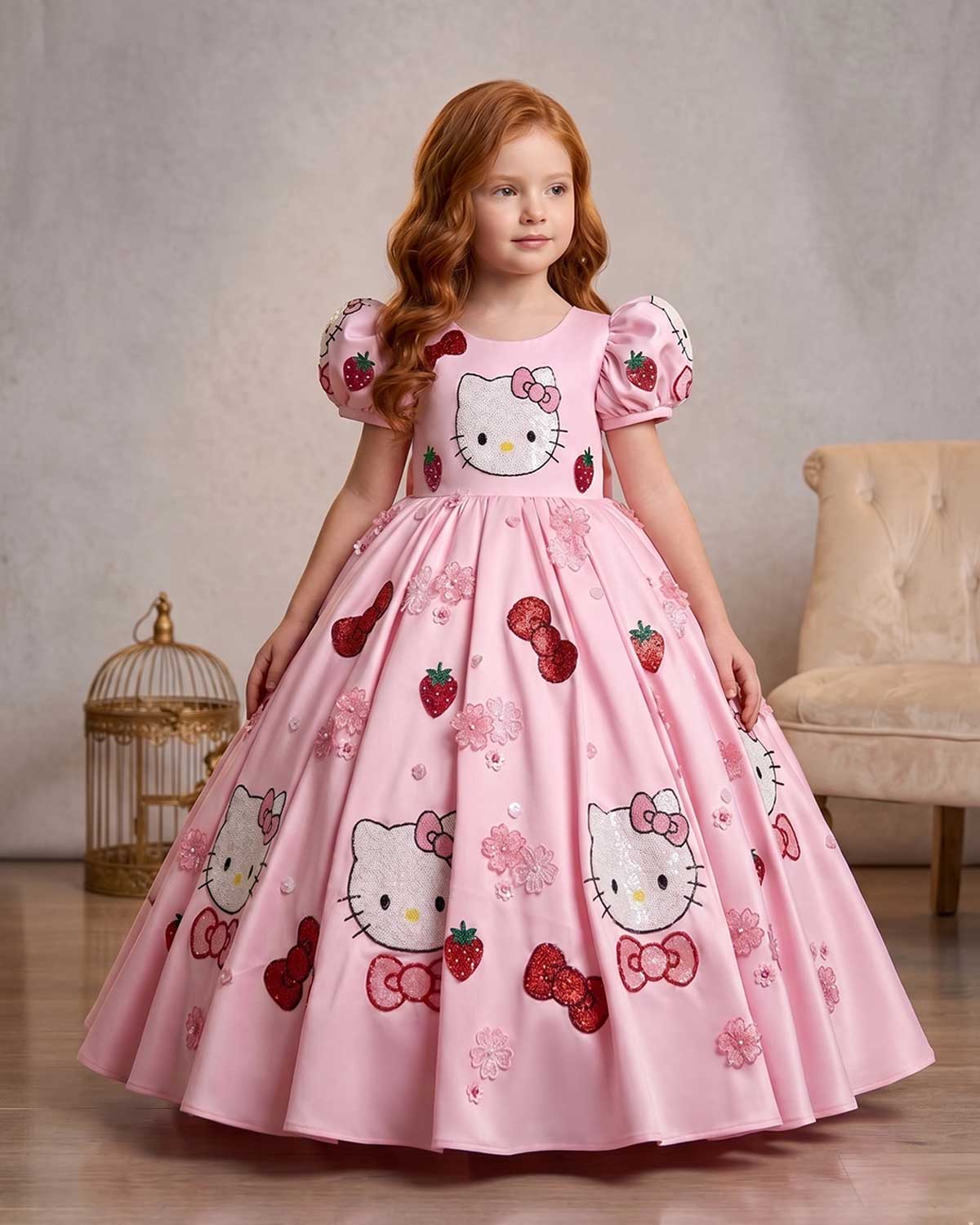 hello kitty long dress Hello Kitty Big Girls Tulle Dress Pink 10-12