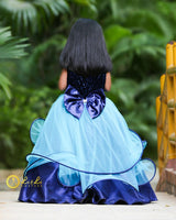 Navy Blue and Deep Sky Blue Glittery Swirl Gown