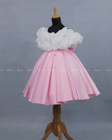 White Cold Shoulder Ruffled Top with Box Pleated Skirt