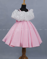 White Cold Shoulder Ruffled Top with Box Pleated Skirt