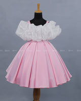 White Cold Shoulder Ruffled Top with Box Pleated Skirt