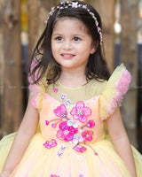 Double Colour Plated Yoke Adorned With Floral Embroidery