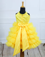 Light Mango Yellow Frilled Halter Neck Frock