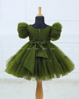 Olive Green Fairy Tale Dress Highlighted with Flowers