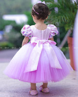 Double Shaded Lavender Pink Frock With Heavy Floral Handwork