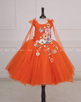 Orange Fairy Tale Dress with Wild Flowers.