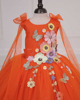 Orange Fairy Tale Dress with Wild Flowers.