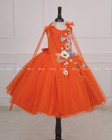 Orange Fairy Tale Dress with Wild Flowers.