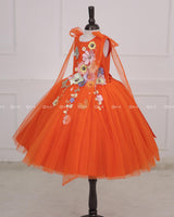 Orange Fairy Tale Dress with Wild Flowers.