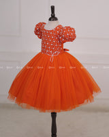 Orange Dress With Sequence Yoke