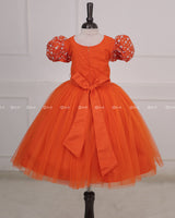 Orange Dress With Sequence Yoke