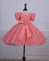 Blush Peach Fairy Tale Dress Highlighted with Flowers.