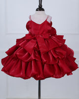 Red Rosette 3D Frock