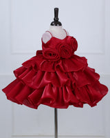 Red Rosette 3D Frock