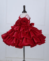 Red Rosette 3D Frock