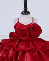 Red Rosette 3D Frock