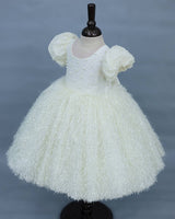 Ivory Pearl Embellished Feather Frock