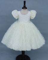 Ivory Pearl Embellished Feather Frock
