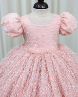 Light Peach Embellished Feather Frock