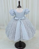 Light Gray Pearl Embellished Feather Frock
