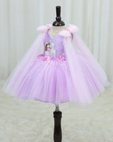 Net Sleeveless Fit & Flare Unicorn Knee Length Frock - Lavender (New)