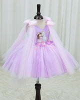 Net Sleeveless Fit & Flare Unicorn Knee Length Frock - Lavender (New)