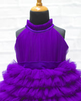 Purple Frilled Halter Neck Frock