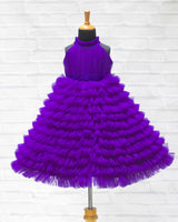 Purple Frilled Halter Neck Frock