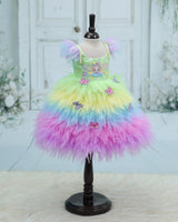 Satin Strap-Sleeve Frill Butterfly Full-Length Gown - Menthol Ice (New)
