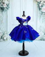 Jimmy Choo Puff Sleeve Nature Fantasy Fairy Calf Length Frock - Royal Blue (New)