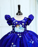 Jimmy Choo Puff Sleeve Nature Fantasy Fairy Calf Length Frock - Royal Blue (New)