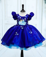 Jimmy Choo Puff Sleeve Nature Fantasy Fairy Calf Length Frock - Royal Blue (New)