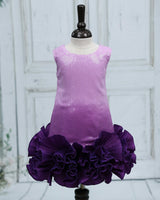 Deep Lilac & Purple Sequence Georgette Frilled Bottom A-line Knee-Length Gown for Baby Girl (New)